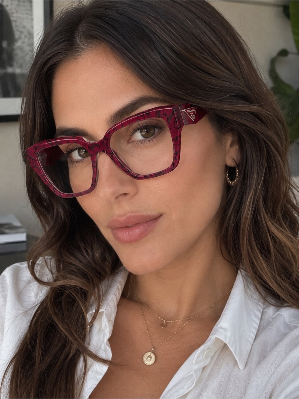 Prada glasses  VPR 09Z Etruscan Marble Burgundy Cat Eye Eyeglasses Frames